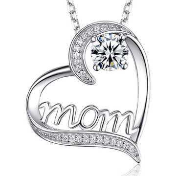 2021 Mama Halskette Geschenk Silber Kupfer billig Kristallstein Muttertag Geschenk Mama Tag Halskette Großhandel